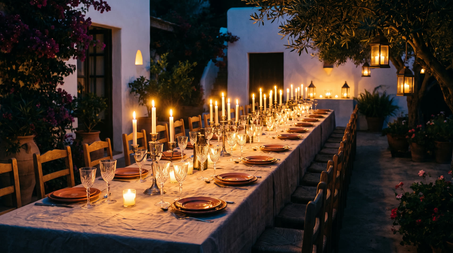 Candlelit courtyard table